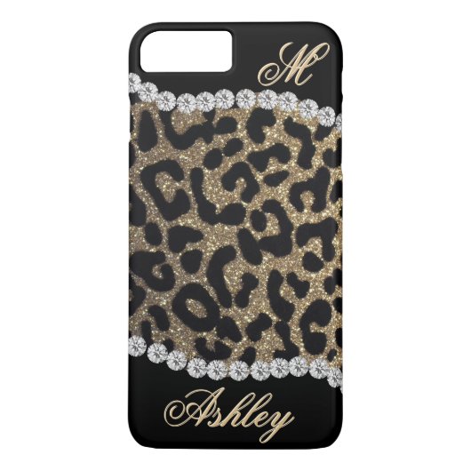 Leopard en Diamond Monogram Case-Mate iPhone Case (Achterkant)