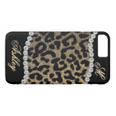 Leopard en Diamond Monogram Case-Mate iPhone Case (Achterkant (Horizontaal))