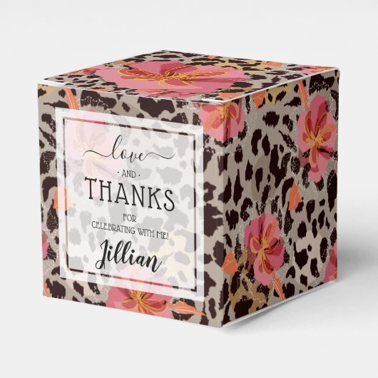 Leopard- en Floral-printpatroon Bedankdoosjes (Voorkant Zijde)