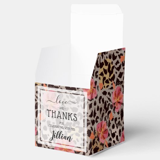 Leopard- en Floral-printpatroon Bedankdoosjes (Geopend)