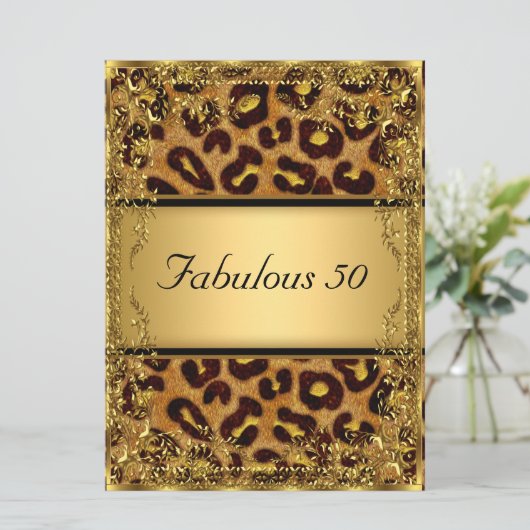Leopard en Gold Fabulous op 50 oktober Kaart (Staand voorkant)