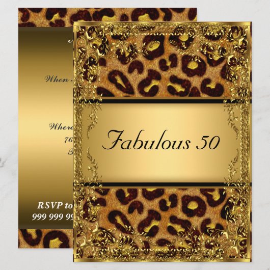 Leopard en Gold Fabulous op 50 oktober Kaart (Voorkant / Achterkant)