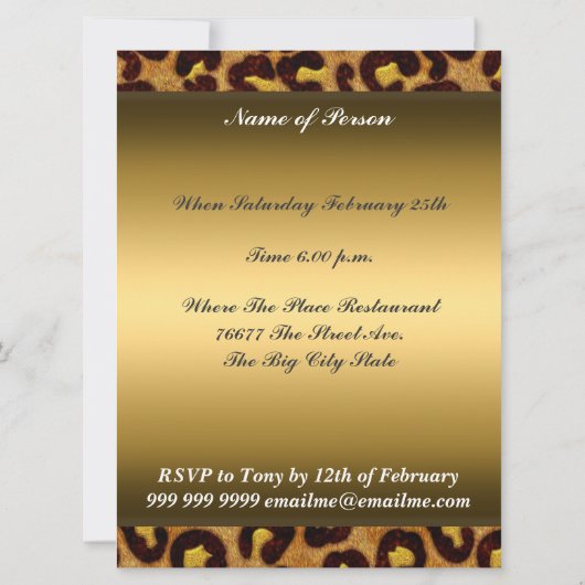 Leopard en Gold Fabulous op 50 oktober Kaart (Achterkant)