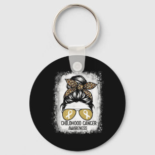 Leopard en gouden lint voor bewustwording van kank sleutelhanger
