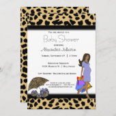 Leopard en Lila Afro-Amerikaanse mammie Kaart (Voorkant / Achterkant)