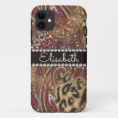 Leopard en Paisley Pattern Voeg Naam toe Case-Mate iPhone Case (Achterkant)