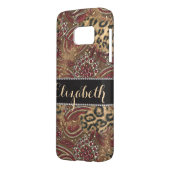 Leopard en Paisley Print Personalized Case-Mate Samsung Galaxy Hoesje (Achterkant Links)