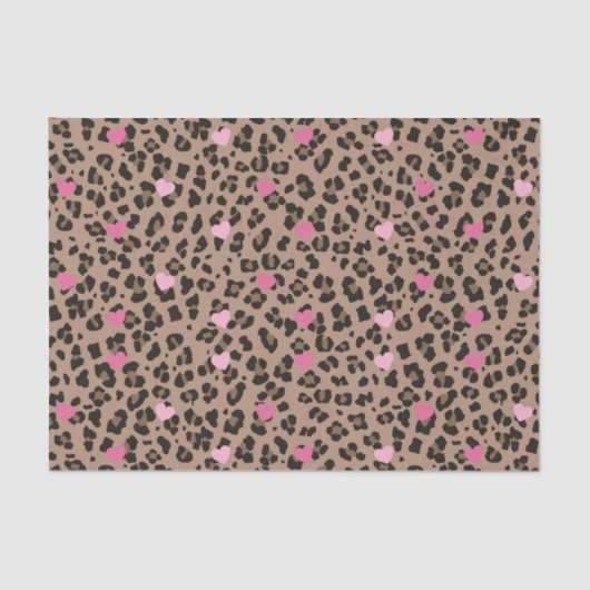 Leopard en Pink Hearts Party Tissuepapier (Voorkant)