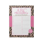 Leopard en Roze ABC Baby Naam Game Pack Notitieblok (Linkerzijde)