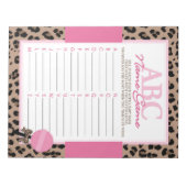Leopard en Roze ABC Baby Naam Game Pack Notitieblok (Voorkant)