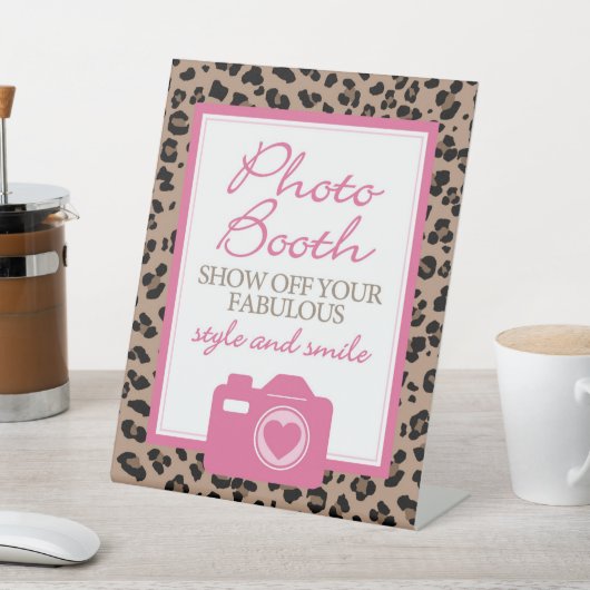 Leopard en roze foto Booth Pedestal Sign Reclamebord Met Voetstuk (Insitu)