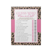 Leopard en Roze Guess Wie Baby shower Game Pack Notitieblok (Linkerzijde)