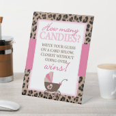 Leopard en Roze Hoeveel Snoepjes spel Reclamebord Met Voetstuk (Insitu)