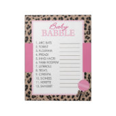 Leopard en Roze Woord Unscramble Baby shower Spel Notitieblok (Linkerzijde)