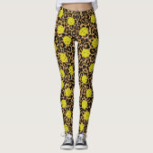 Leopard Exotic Animal Print Yellow Pickleball Leggings (Voorkant)