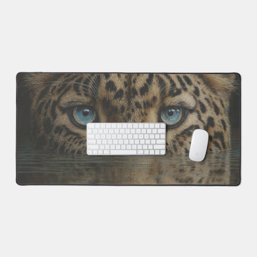 Leopard Eyes Above Water Artwork Desk Mat (Keyboard & Muis)