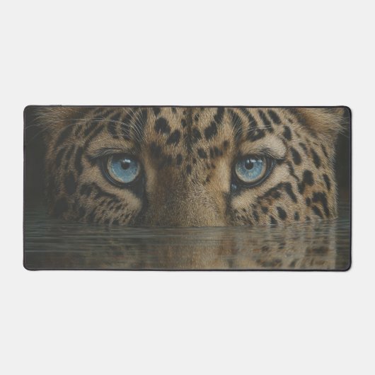Leopard Eyes Above Water Artwork Desk Mat (Voorkant)