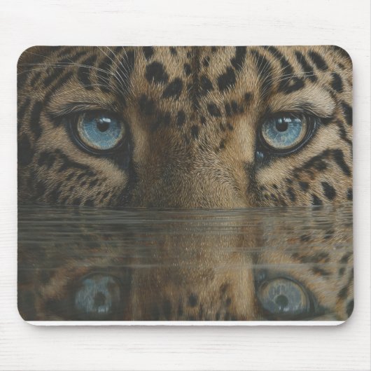 Leopard Eyes Above Water Artwork Muismat (Voorkant)