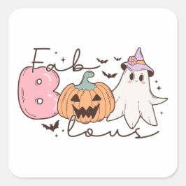 Leopard Fab Boo Lous Halloween Vierkante Sticker