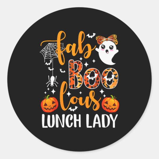 Leopard Fab Boo Lous Lunch Lady Matching Group Tee Ronde Sticker (Voorkant)