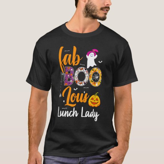 Leopard Fab Boo Lous Lunch Lady Team Teacher Hallo T-shirt (Voorkant)