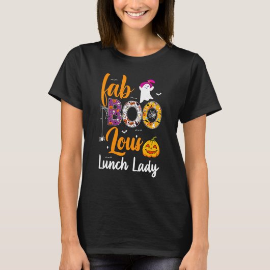 Leopard Fab Boo Lous Lunch Lady Team Teacher Hallo T-shirt (Voorkant)