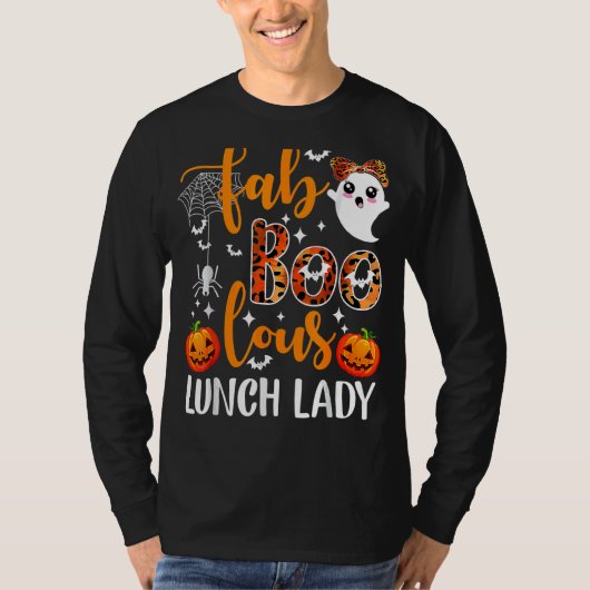 Leopard Fab Boo Lous Lunch Lady Team Teacher Hallo T-shirt (Voorkant)