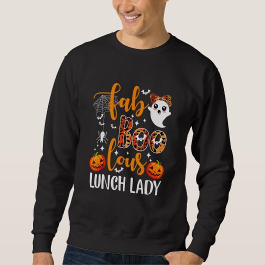 Leopard Fab Boo Lous Lunch Lady Team Teacher Hallo Trui (Voorkant)