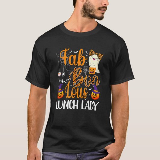 Leopard Fab Boo Lous Lunch Lady Team Teacher Spook T-shirt (Voorkant)