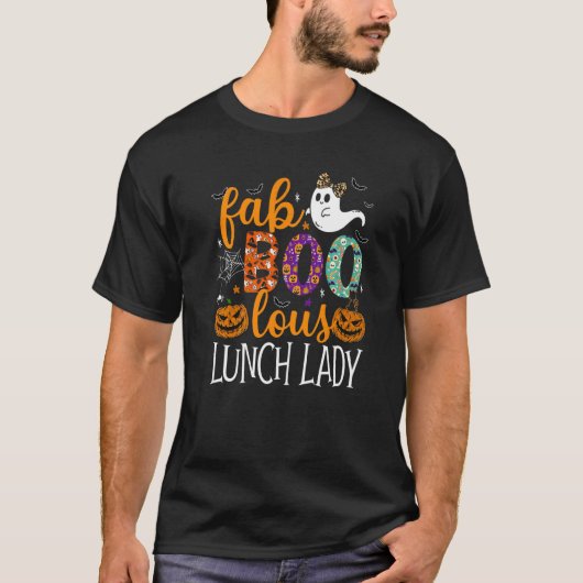 Leopard Fab Boo Lous Lunch Lady Team Teacher Spook T-shirt (Voorkant)