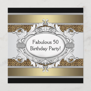 Leopard Fabulous 50th Womans 50th Birthday Party Kaart