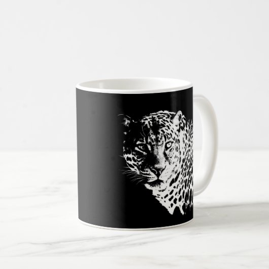 Leopard Face Animals Pop Art Sjabloon Trendy Koffiemok (Voorkant rechts)