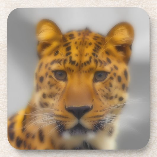 Leopard Face Drankjes Onderzetter (Voorkant)