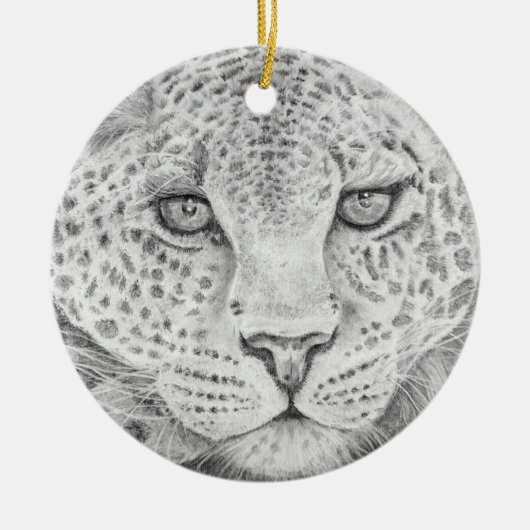 Leopard Face Keramisch Ornament (Voorkant)