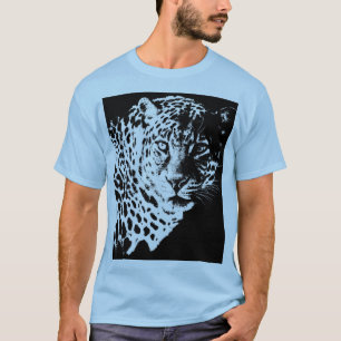 Leopard Face Modern Pop Art Animals Sjabloon Manne T-shirt