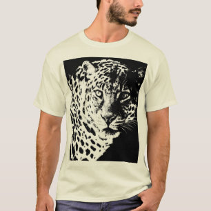 Leopard Face Pop Art Sjabloon Elegant Moderne Mann T-shirt