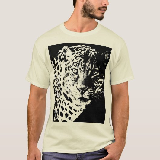 Leopard Face Pop Art Sjabloon Elegant Moderne Mann T-shirt (Voorkant)