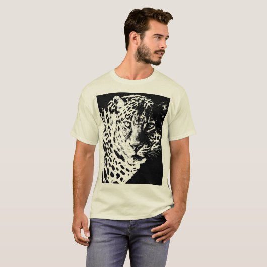 Leopard Face Pop Art Sjabloon Elegant Moderne Mann T-shirt (Voorkant volledig)