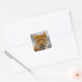 Leopard Face Vierkante Sticker (Envelop)