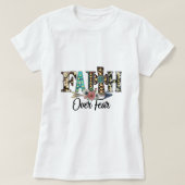 Leopard Faith Over Fear Cross Flowers Westerne Chr T-shirt (Design voorkant)