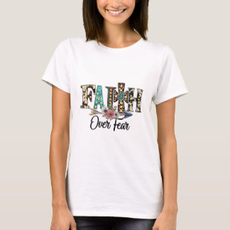 Leopard Faith Over Fear Cross Flowers Westerne Chr T-shirt