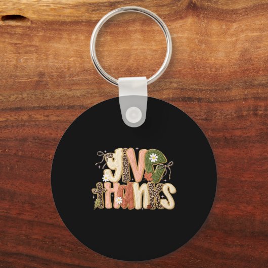 Leopard Fall Give Thanks Coquette Latch Hook Yarn  Sleutelhanger (Voorkant)