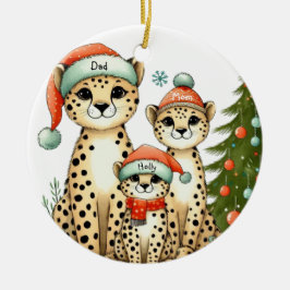Leopard Family Naam toevoegen Keramisch Ornament
