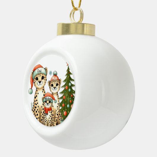 Leopard Family Naam toevoegen Keramische Bal Ornament (Rechts)