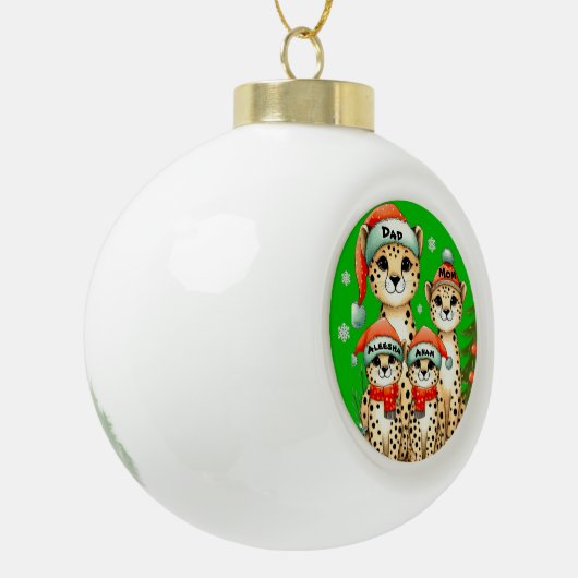 Leopard Family of Four Naam toevoegen Keramische Bal Ornament (Links)