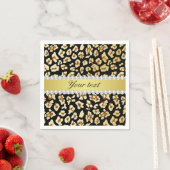 Leopard Faux Gold Glitter en Folie Black Servetten (Insitu)