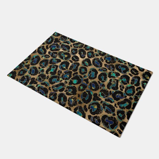 Leopard Faux Texture Marmer and gold Deurmat (Schuin)