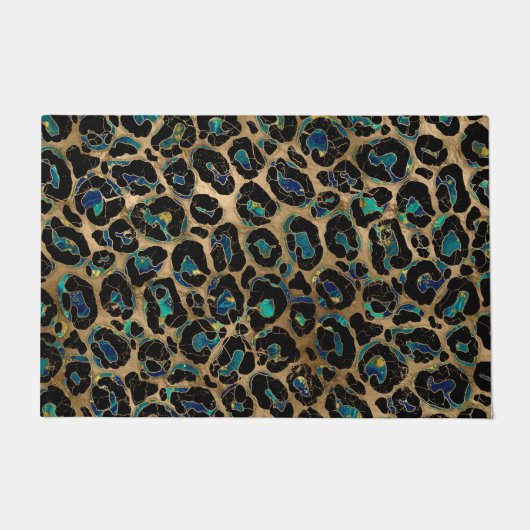 Leopard Faux Texture Marmer and gold Deurmat (Voorkant)