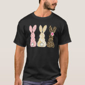 Leopard Floral Easter Bunny Three Rabbits Happy Ea T-shirt (Voorkant)