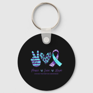 Leopard Floral Ribbon Peace Love Hope Suicide Prev Sleutelhanger